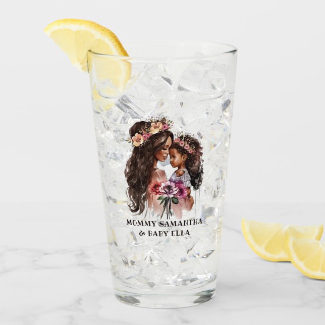 Copo De Pint Linda mãe negra e filha (Gelo frontal)