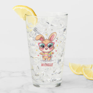 Copo De Pint Lindo coelho feminino com monograma usando óculos