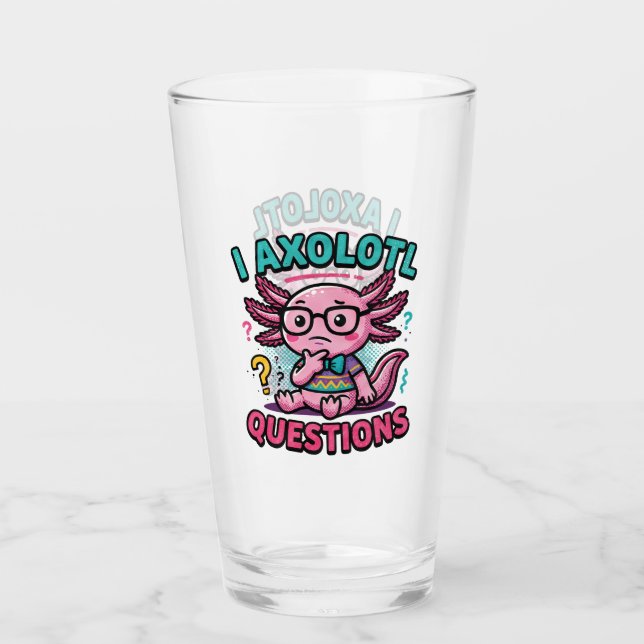 Copo De Pint Lindo Eu Perguntas de Axolote nerd asteca com ócul (Frente)