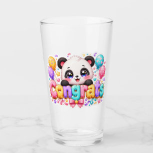 Copo De Pint Lindo Kawaii Parabéns Panda Nome Pastel Rosa Gradu