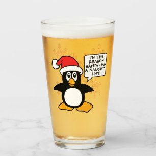 Copo De Pint Lista impertinente do papai noel do pinguim do