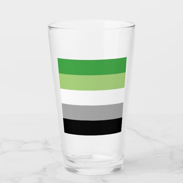 Copo De Pint Listras do Orgulho Aromântico (Frente)