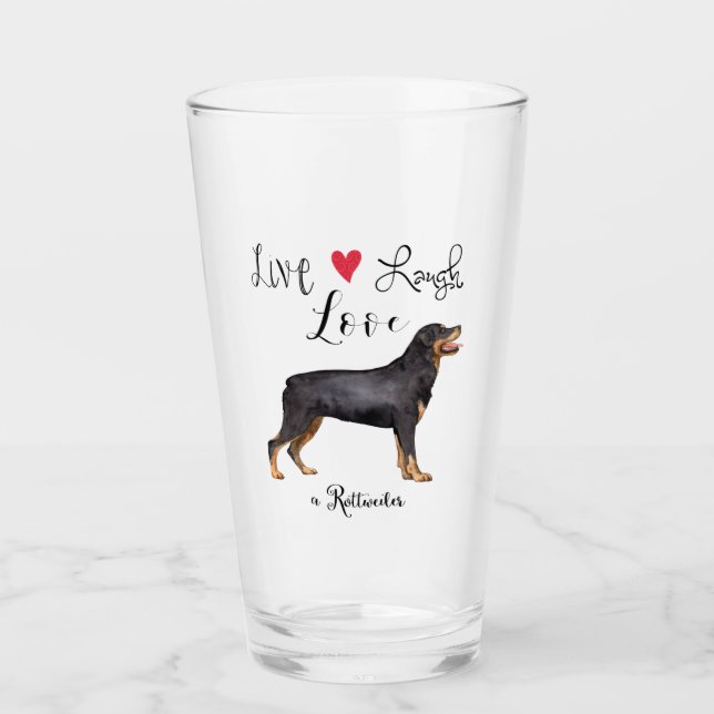 Copo De Pint Live Laugh Love a Rottweiler (Frente)