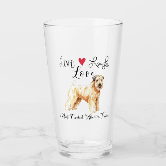 Copo De Pint Live Laugh Love a Wheaten Glass (Frente)
