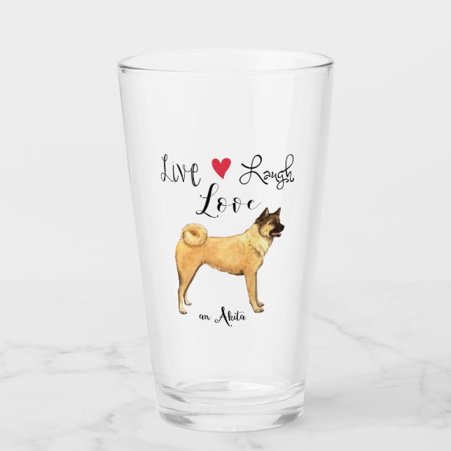 Copo De Pint Live Laugh Love an Akita (Frente)