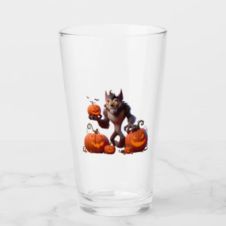 Copo De Pint Lobisomem e abóboras de Halloween