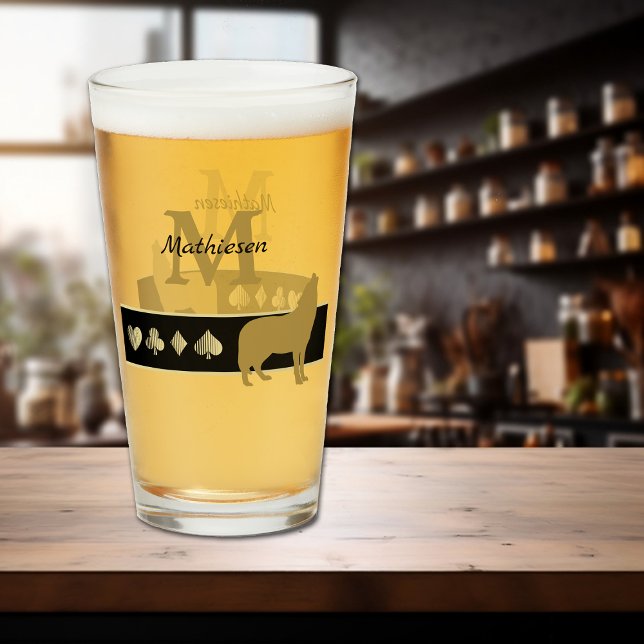 Copo De Pint Lobo Dourado da Silhuette Howling (Criador carregado)