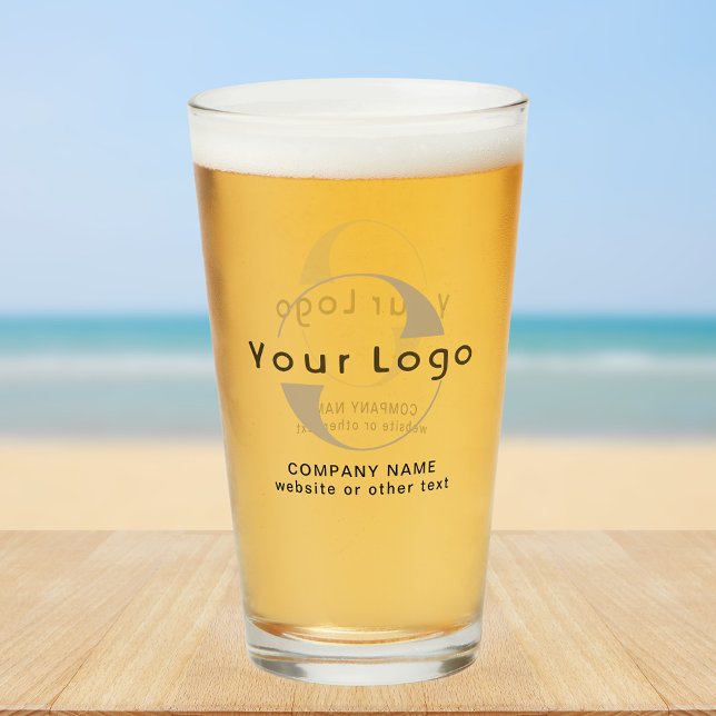 Copo De Pint Logotipo comercial + texto Limpar cerveja da empre (Criador carregado)