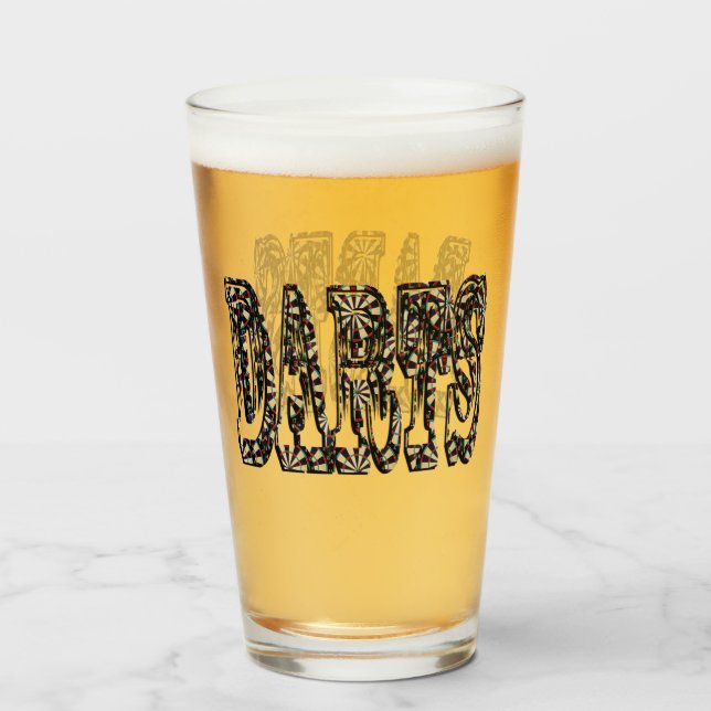 Copo De Pint Logotipo de dardos dimensionais, (Frente (Preenchido))