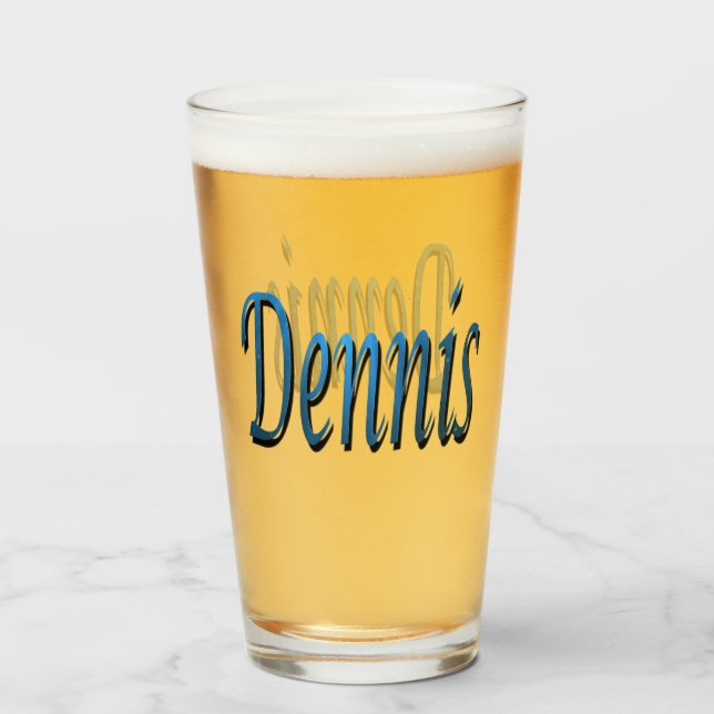 Copo De Pint Logotipo do nome Dennis azul (Frente (Preenchido))