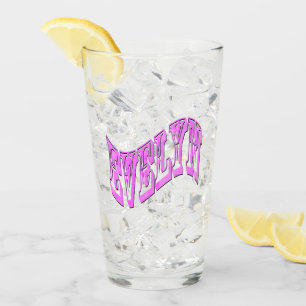 Copo De Pint Logotipo do nome Evelyn, rosa,
