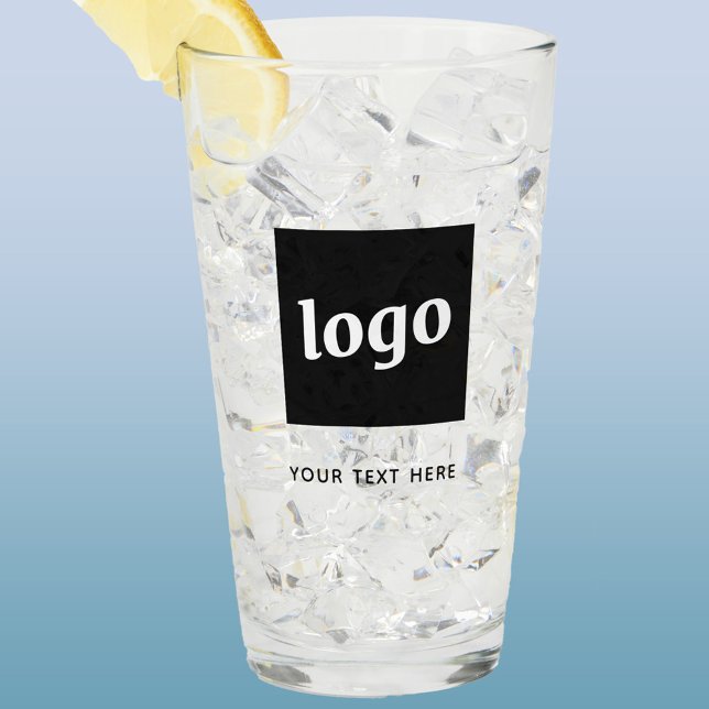Copo De Pint Logotipo e Texto simples para empresa (Logo and custom text business promotional glass tumbler)