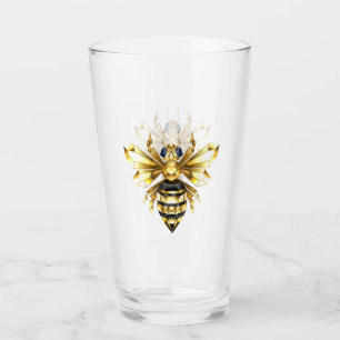 Copo De Pint Logotipo Faux Gold Foil Polygonal da Abelha em Pre