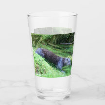 Lontra Fluvial Águas Tranquilas Margem Animal Arte