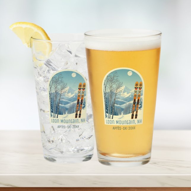 Copo De Pint Loon Mountain NH vacatura après ski shot glass (Criador carregado)