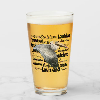 Copo De Pint Louisiana Pelican Glass