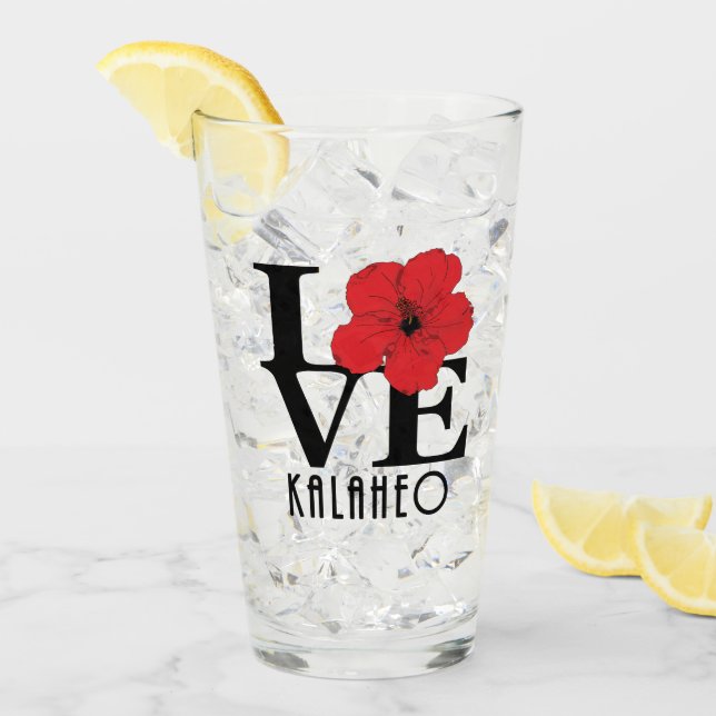 Copo De Pint LOVE Kalaheo Hawaii Red Hibiscus (Gelo frontal)