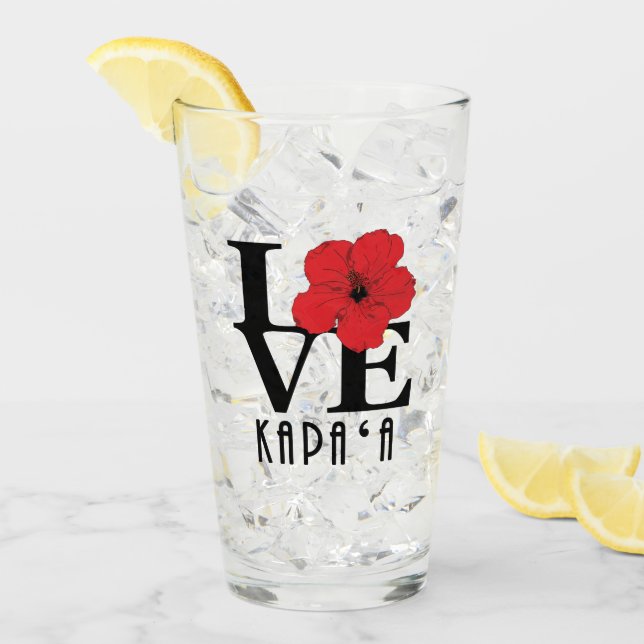 Copo De Pint LOVE Kapa'a Hawaii Red Hibiscs (Gelo frontal)