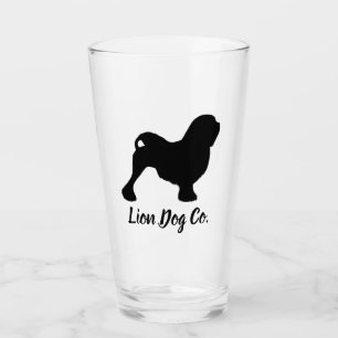Copo De Pint Lowchen Dog Silhouette Personated Bebendo Glass