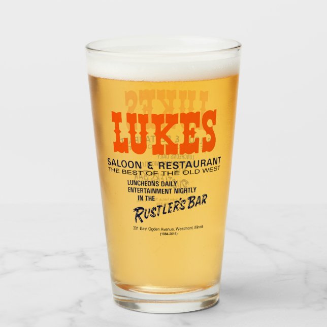 Copo De Pint Lukes Saloon e Restaurant, Westmont, IL (Frente (Preenchido))
