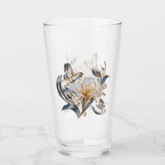 Copo De Pint Luxury Blue Butterfly Botanical Glass – Elegant Fl