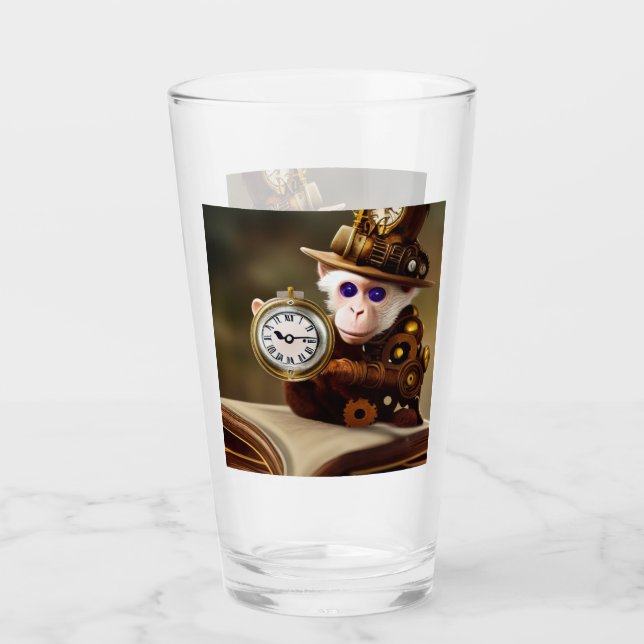 Copo De Pint Macaco de ficção científica steampunk com IA em co (Frente)