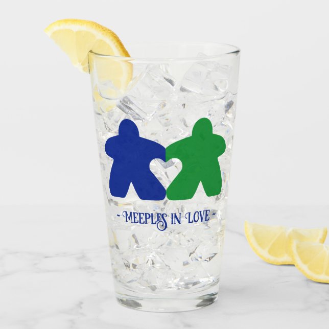 Copo De Pint Maçãs no Amor, Tumbler Azul e Verde (Gelo frontal)