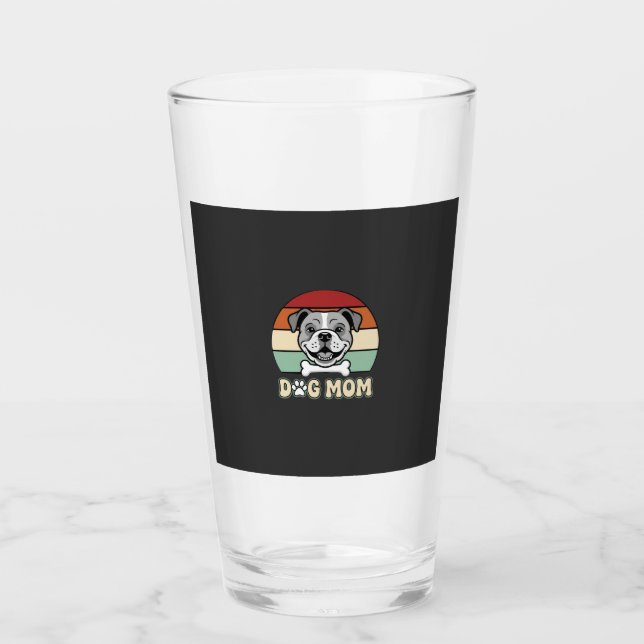 Copo De Pint Mãe de Cachorro Retro Bulldog Vetor (Frente)