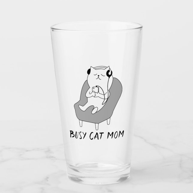 Copo De Pint Mãe de Gato Ocupada   (Frente)