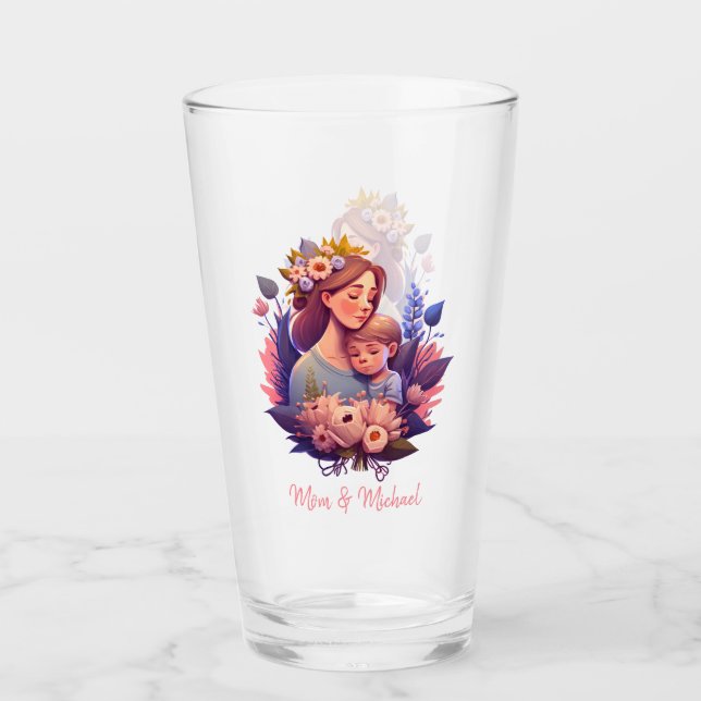 Copo De Pint Mãe E Filho Feliz Dia de as mães (Frente)