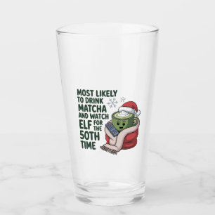 Copo De Pint Mais Propenso a Beber Matcha e Assistir Elf Natal 