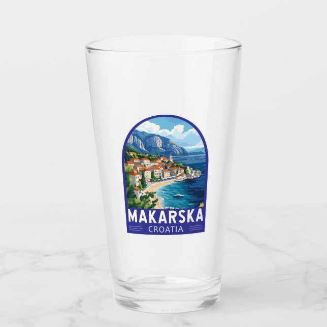Copo De Pint Makarska Croácia Viagem Art Emblem (Frente)