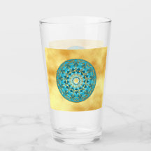 Mandala azul dourado em Fundo de Ouro Suave