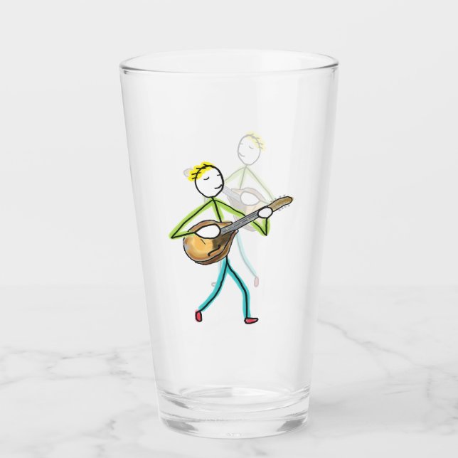 Copo De Pint Mandolin Playing Stickman (Frente)