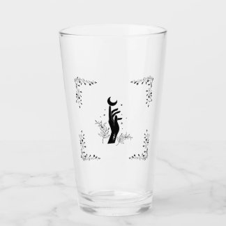 Copo De Pint Mão de bruxa com a lua e borda de flores