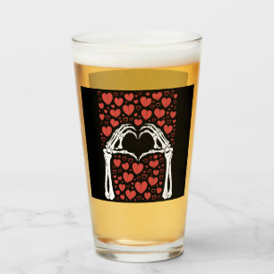 Copo De Pint Mão de Esqueleto Coração Dia dos Namorados Amor Di