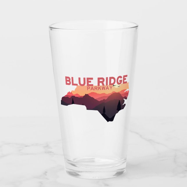 Copo De Pint Mapa de Blue Ridge Parkway North Carolina (Frente)