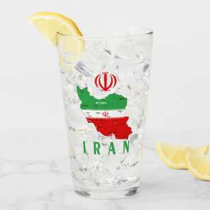Copo De Pint Mapa do Irã com Bandeira e Emblema