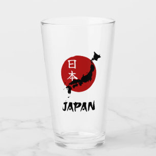 Copo De Pint Mapa do Japão com decoração de sol vermelha