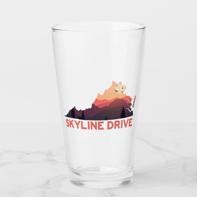Copo De Pint Mapa do Skyline Drive Shenandoah Virginia (Frente)