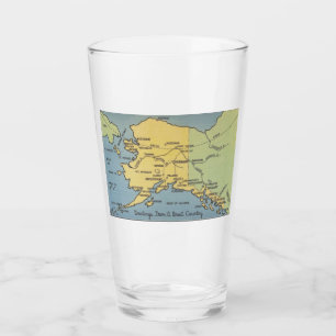 Copo De Pint Mapa do Vintage Alaska - Estreito de Bering, Nome,