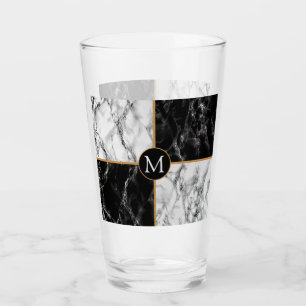 Copo De Pint Marble de verificação preto e branco de tendênc