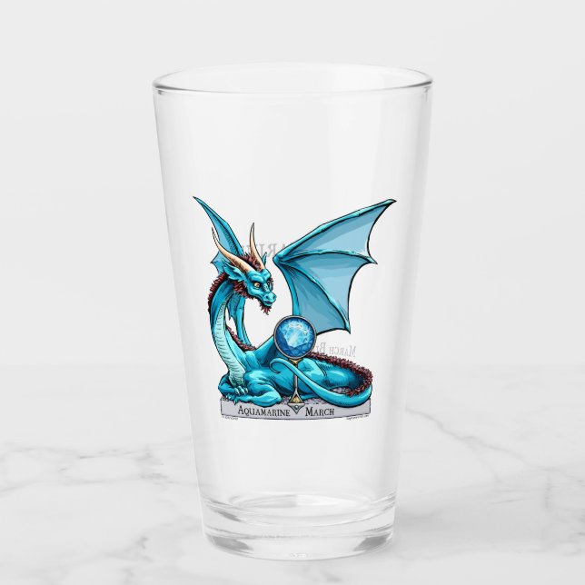 Copo De Pint Março Birthstone Dragon: Aquamarine (Frente)
