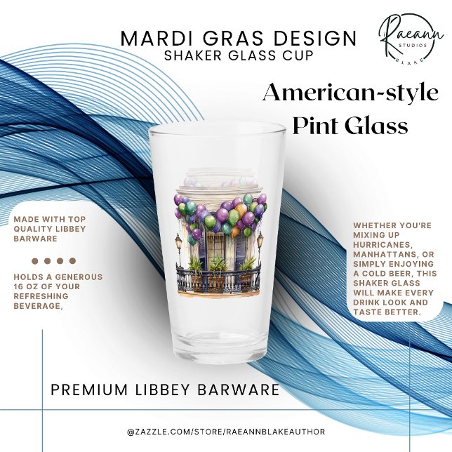 Copo De Pint Mardi Gras Design Shaker Glass Cup (Criador carregado)