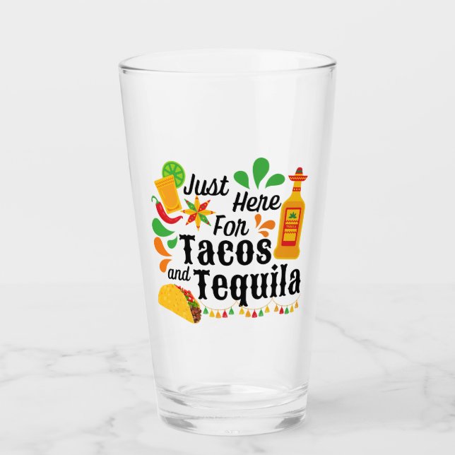 Copo De Pint Margarita Bar Glass está aqui para Tacos e Tequila (Frente)