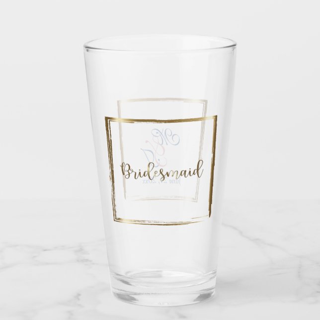 Copo De Pint Marinho de Aquarela e Bridesmaid de Blush (Frente)