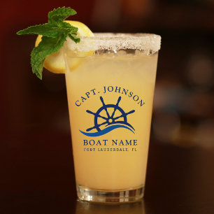 Copo De Pint Marinho de Onda Azul Náutica Capitão Navio Barco E