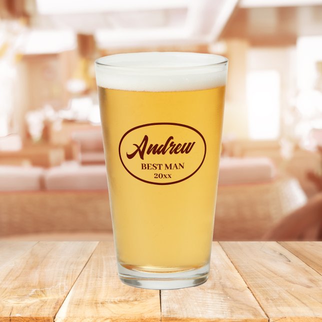 Copo De Pint Maroon Stylized Name Best Man (In Situ Table)