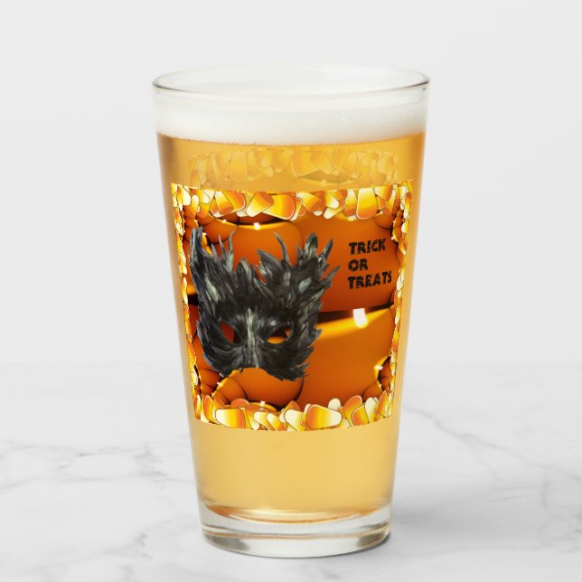 Copo De Pint Máscara assustadora de Halloween preto (Frente (Preenchido))
