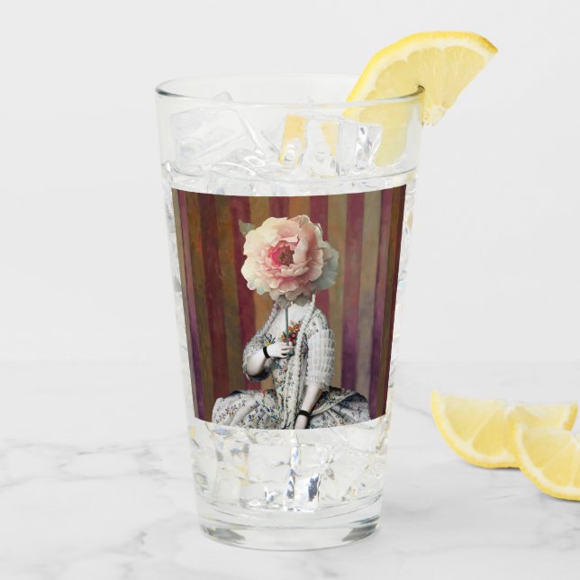 Copo De Pint Máscara de Peony Rosa Intrigue Floral (Gelo traseiro)